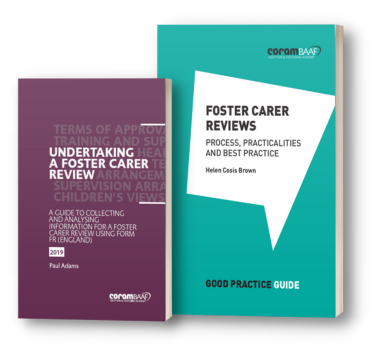 'Foster carer reviews' and 'Undertaking a foster carer review' book cover