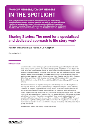 Sharing Stories: The need for a specialised and dedicated approach to life story work cover