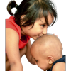 Child kissing a baby's head