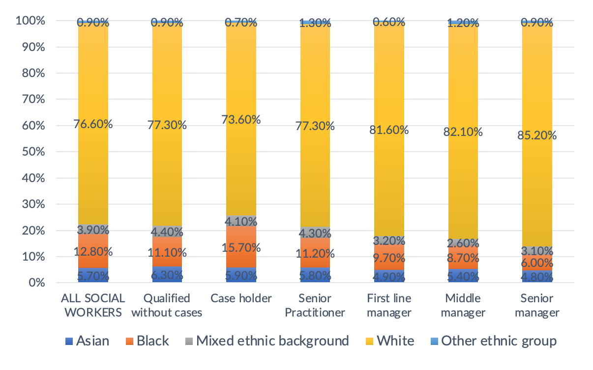 Children's social workers ethnicity by role