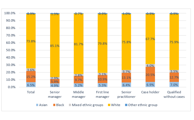 Childrens social workers ethnicity by role 2024 2