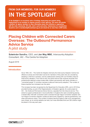 Placing Children with Connected Carers Overseas: The Outbound Permanence Advice Service cover