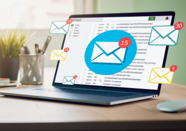 Laptop screen displaying email icon
