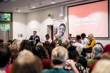A packed conference hall 