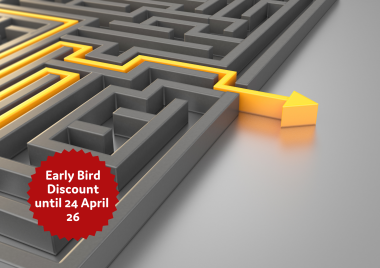 A maze with an arrow pointing through