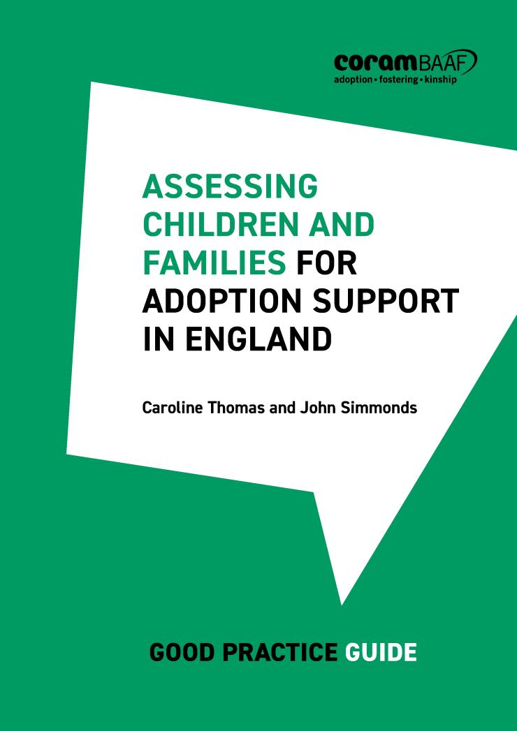 Assessing children and families for adoption support in England front cover